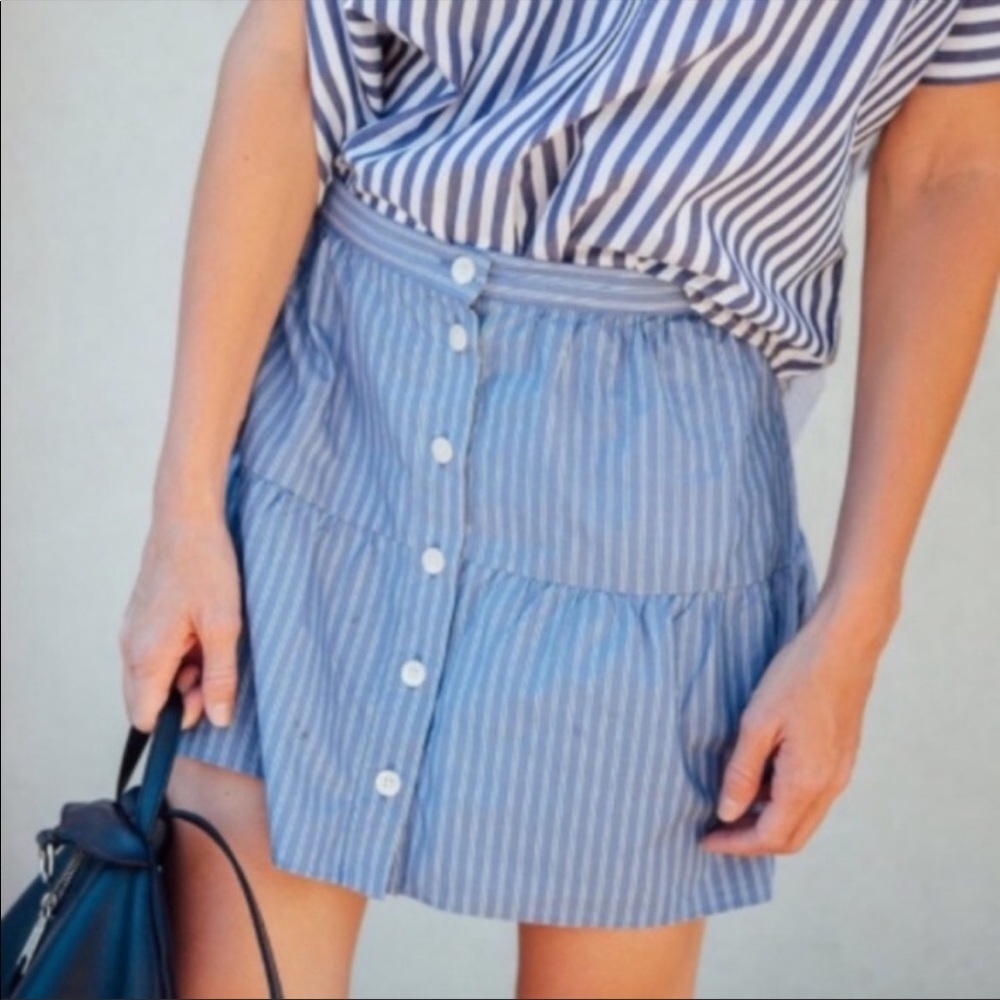 MADEWELL | blue stripe bistro skirt XL